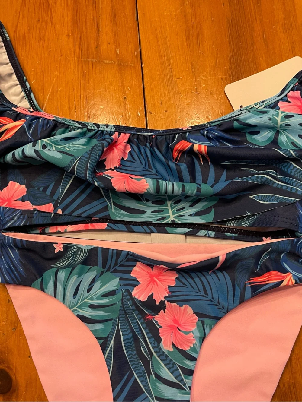 Snapper Rock Kids Floral Tropical Navy & Pink Two-Piece Swimsuit